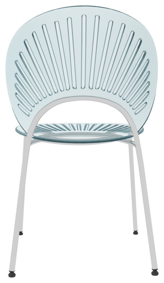 Opulent Plastic Dining Side Chair, Chrome Base Set of 4, Smoke