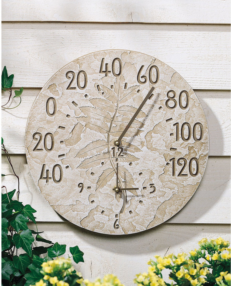 Weathered Limestone Fossil Sumac Thermometer Clock