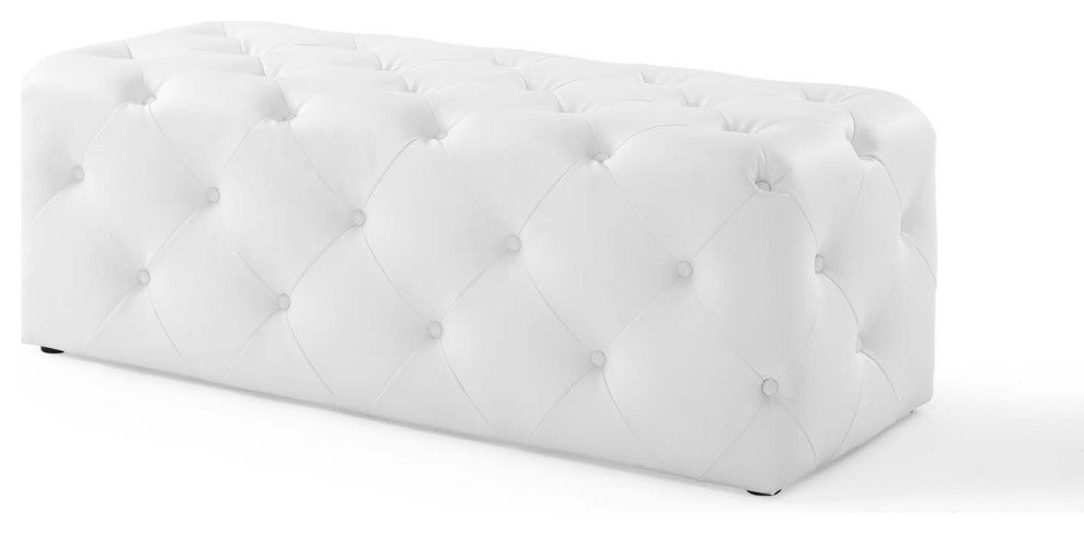 Anthem 48" Tufted Button Entryway Faux Leather Bench White