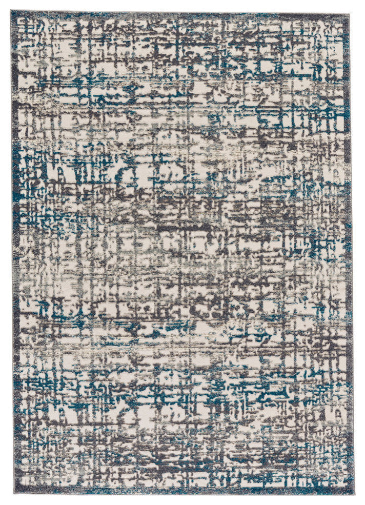 Weave & Wander Plaza Rug, Gray/Turquoise, 10'x13'2"
