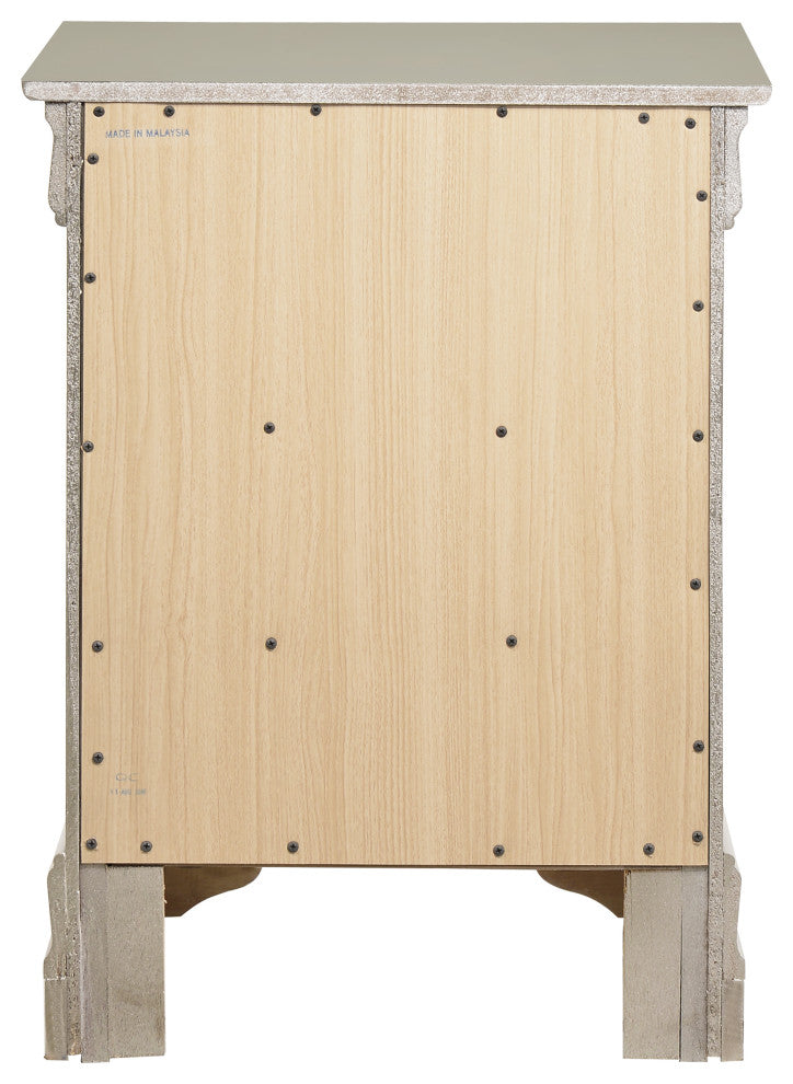 Louis Phillipe 3-Drawer Nightstand, Silver Champagne