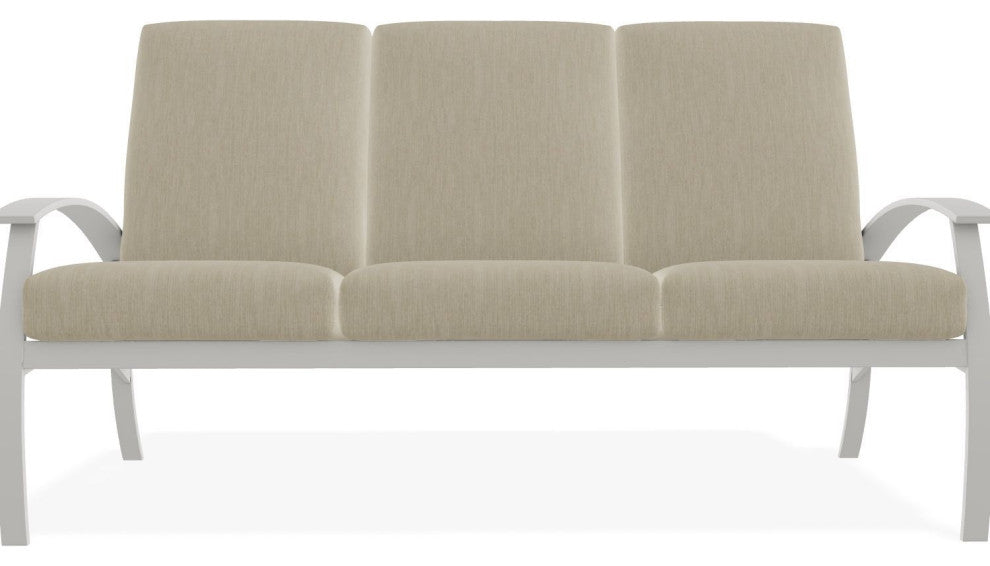 Belle Isle Cushion 3-Seat Outdoor Sofa, Huskie/Snow