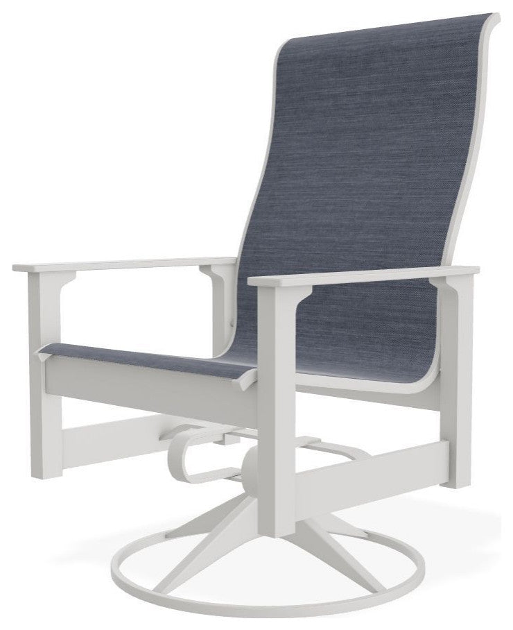 Leeward Sling Outdoor Swivel Rocker, Augustine Denim/Snow