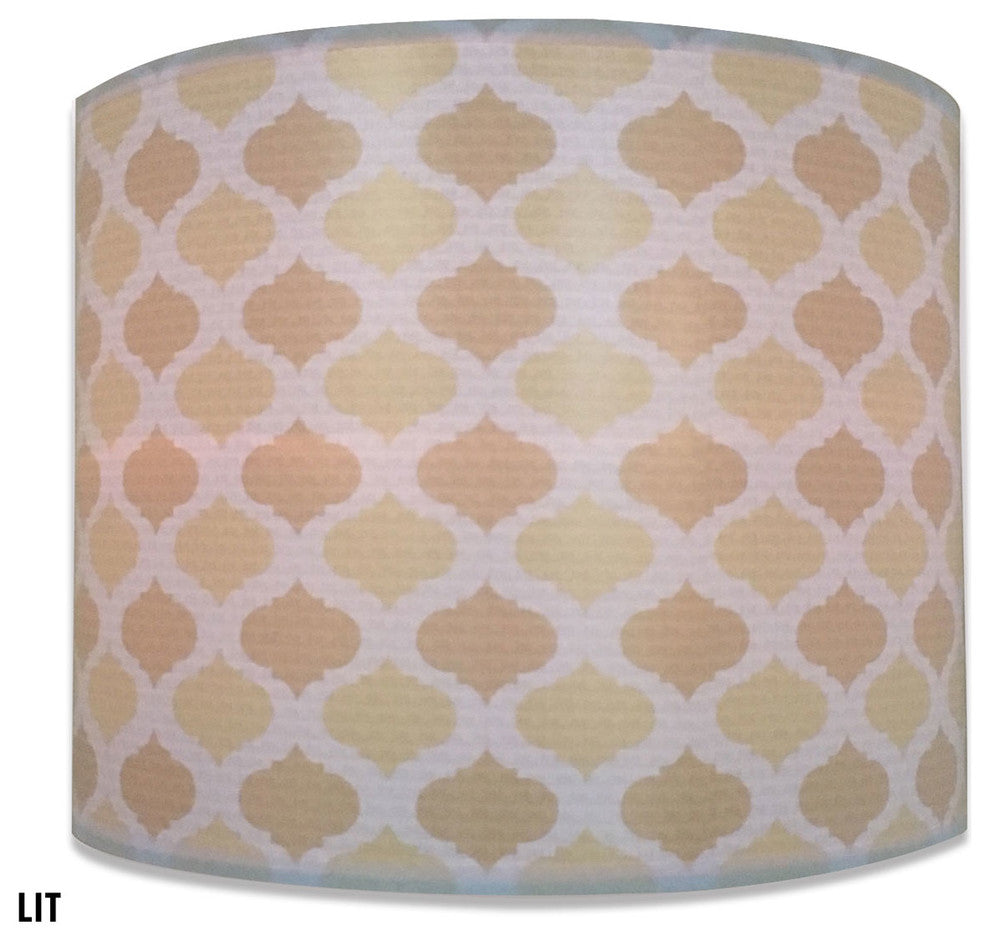 2-Tone Cream Mediterranean Hard Back Lampshade Made, Cream, 10"x10"x8"