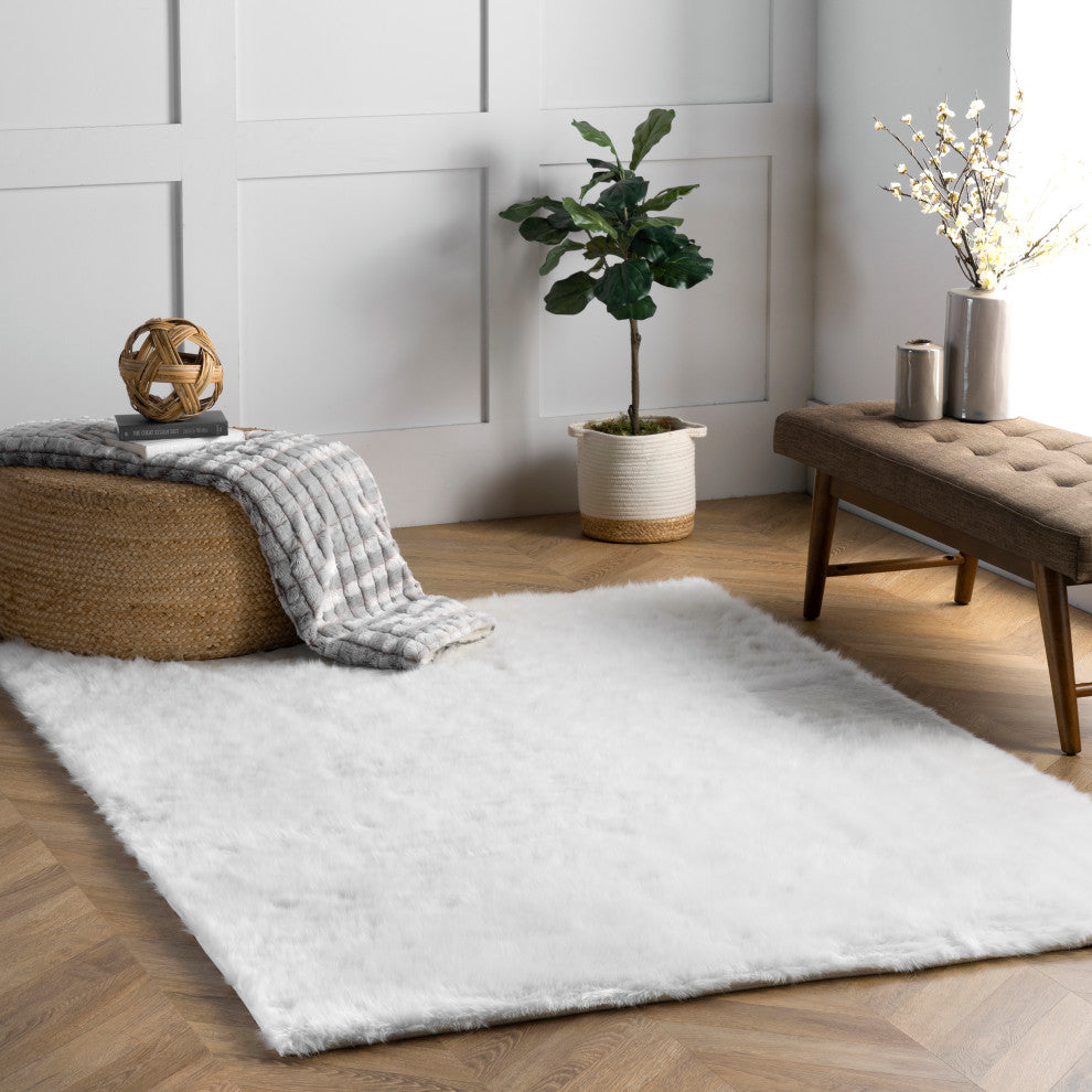 Nuloom Drummond Shag Area Rug, Ivory 5'x7'