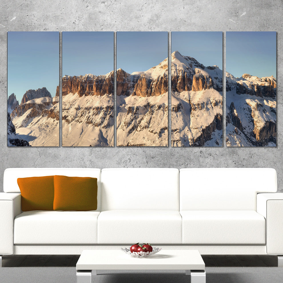 "Overcast Sky Over Italian Alps" Landscape Print Wall Artwork, 5 Panels, 60"x28"