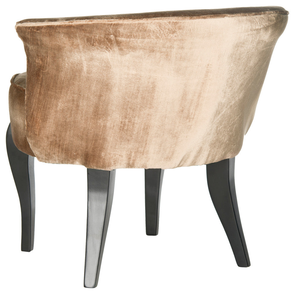 Safavieh Mora French Leg Linen Vanity Chair, Mink Brown