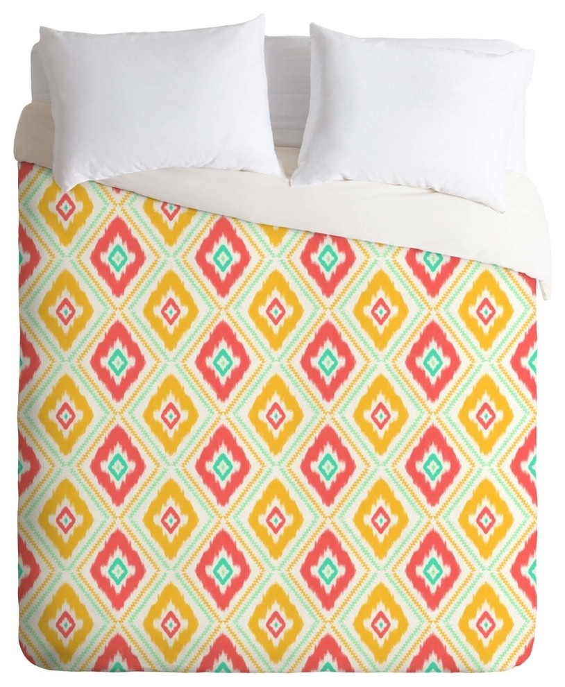 Deny Designs Jacqueline Maldonado Zig Zag Ikat White Duvet Cover - Lightweight