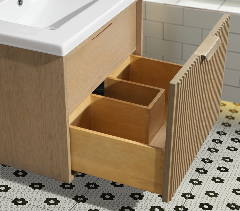 Ari Kitchen and Bath San Diego Bath Vanity, Oak, 24", Floating