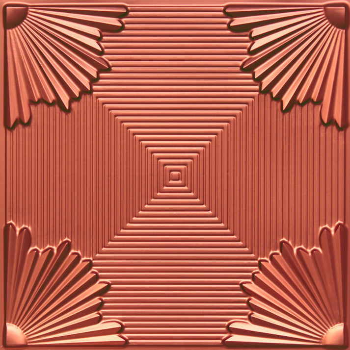 24"x24" PVC Faux Tin Ceiling Tiles, Glue-up or Drop-in, Set of 6, Copper