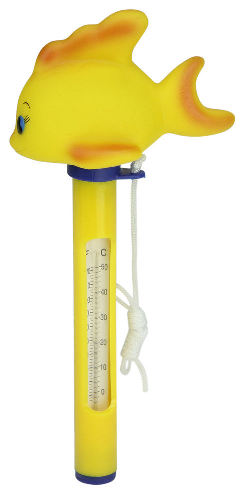 9.25" Yellow Goldfish Floating Swimming Pool Thermometer With Cord