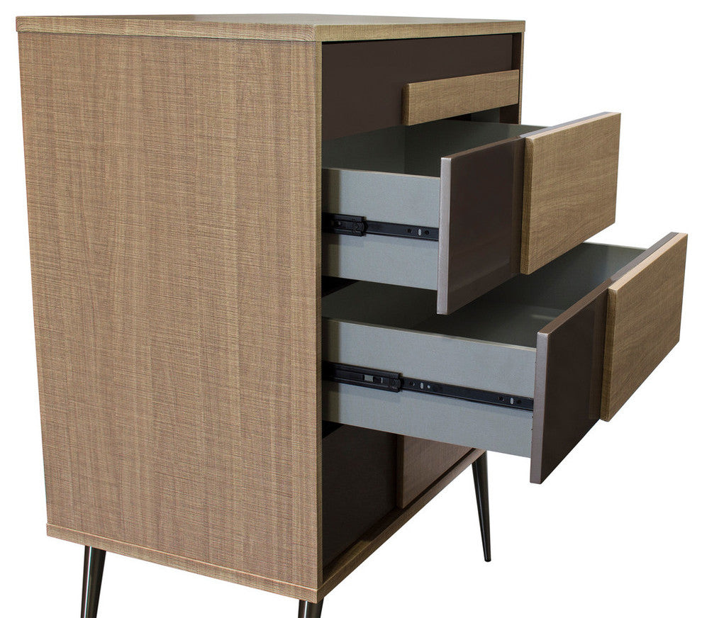 Midcentury Modern Taupe Bronze 4-Drawer Chest