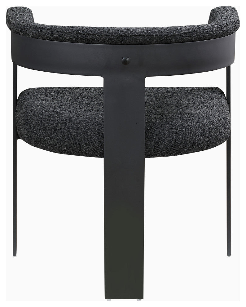 Romeo Upholstered Dining Chair, Set of 2, Black, Boucle Fabric, Matte Black