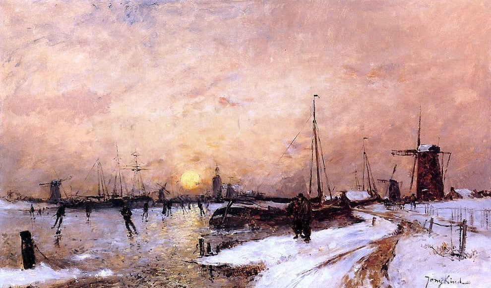 Johan Barthold Jongkind Skaters at Dordrecht Premium Canvas Print
