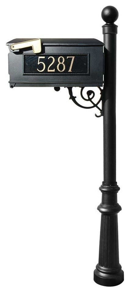 Mailbox Post System-Fluted Base, Ball Finial, Black