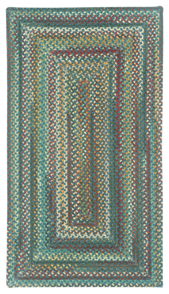 Sherwood Forest Concentric Braided Rectangle Rug, Dark Blue, 3'x5'