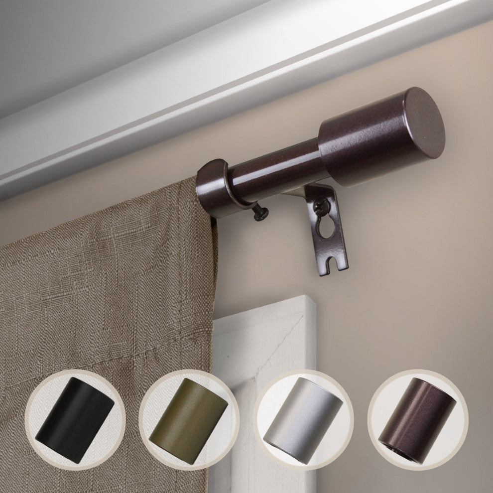 Nora 5/8" Curtain, Rod, Cocoa, 48-84"