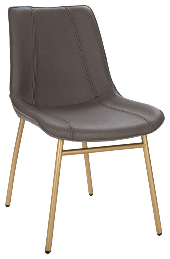 May Side Chair, Shadow Paloma Leather, Silver Powder Coat
