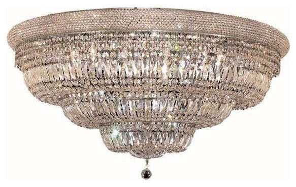Elegant Primo Flush Mount, Chrome Finish With Royal Cut Crystal