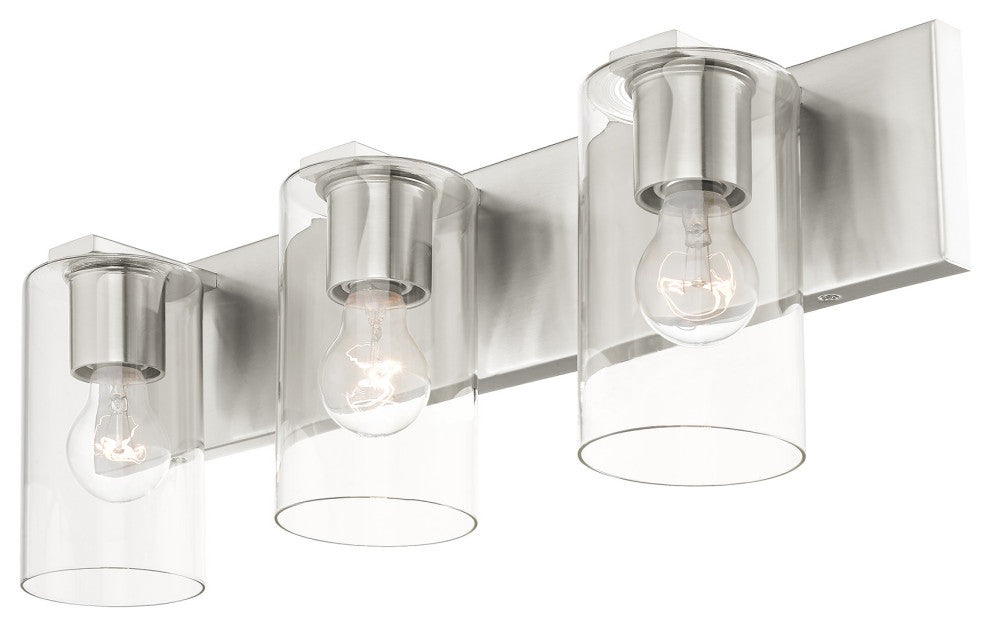 Livex Lighting Zurich 3 Light Brushed Nickel Vanity Sconce