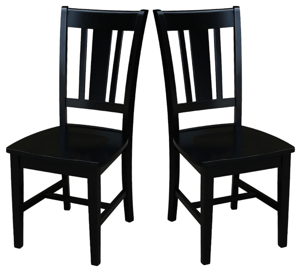 Set of Two San Remo Slat Back Chairs, Black