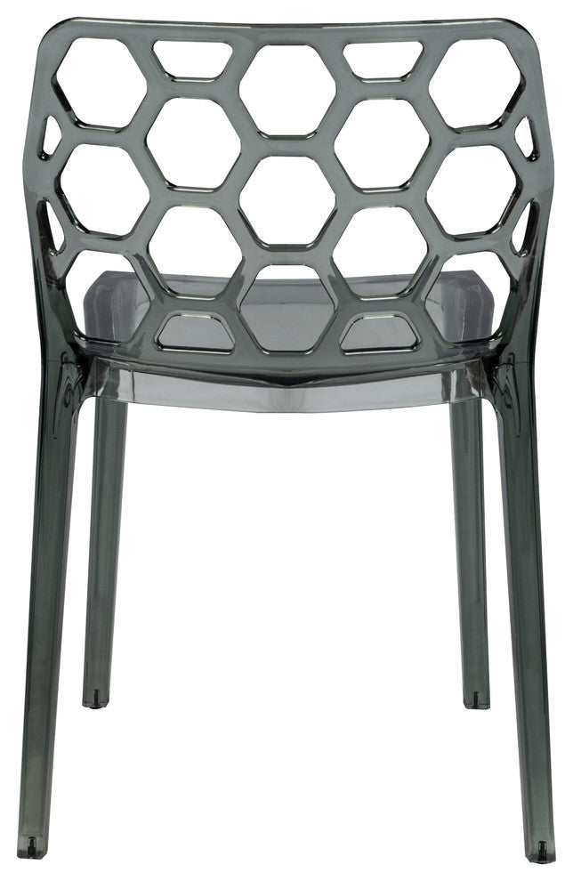 Leisuremod Dynamic HoneyComb Design Dining Chair, Transparent Black