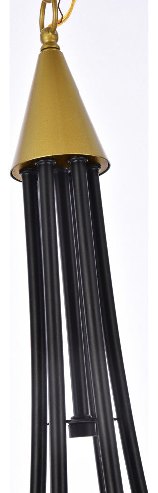 Chloe 36" Pendant, Black and Brass