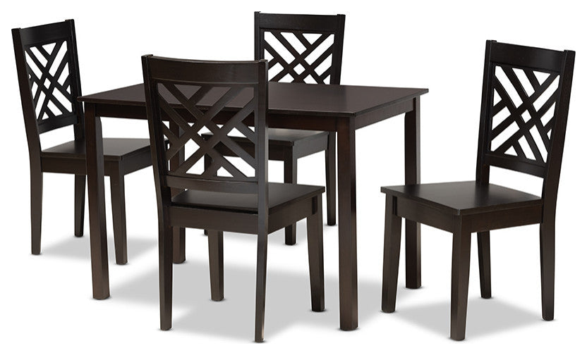 Seymour Modern Contemporary Dark Brown Finish Wood 5-Piece Dining Set