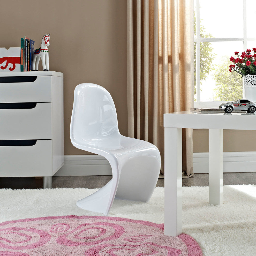 Modern Contemporary Kitchen Kids Chair White, Outdoor or Indoor
