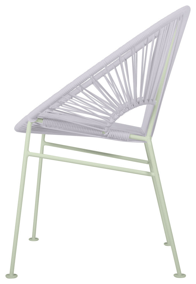 Concha Indoor/Outdoor Handmade Dining Chair, Clear Weave, Chrome Frame