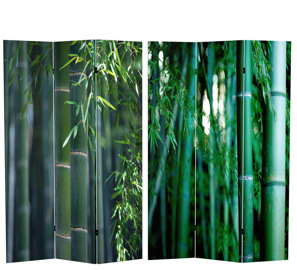 6' Tall Double Sided Bamboo Tree Canvas Room Divider