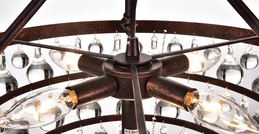 Clarus 5-Light Antique Copper Finish Four Tier Crystal Chandelier Glam Lighting