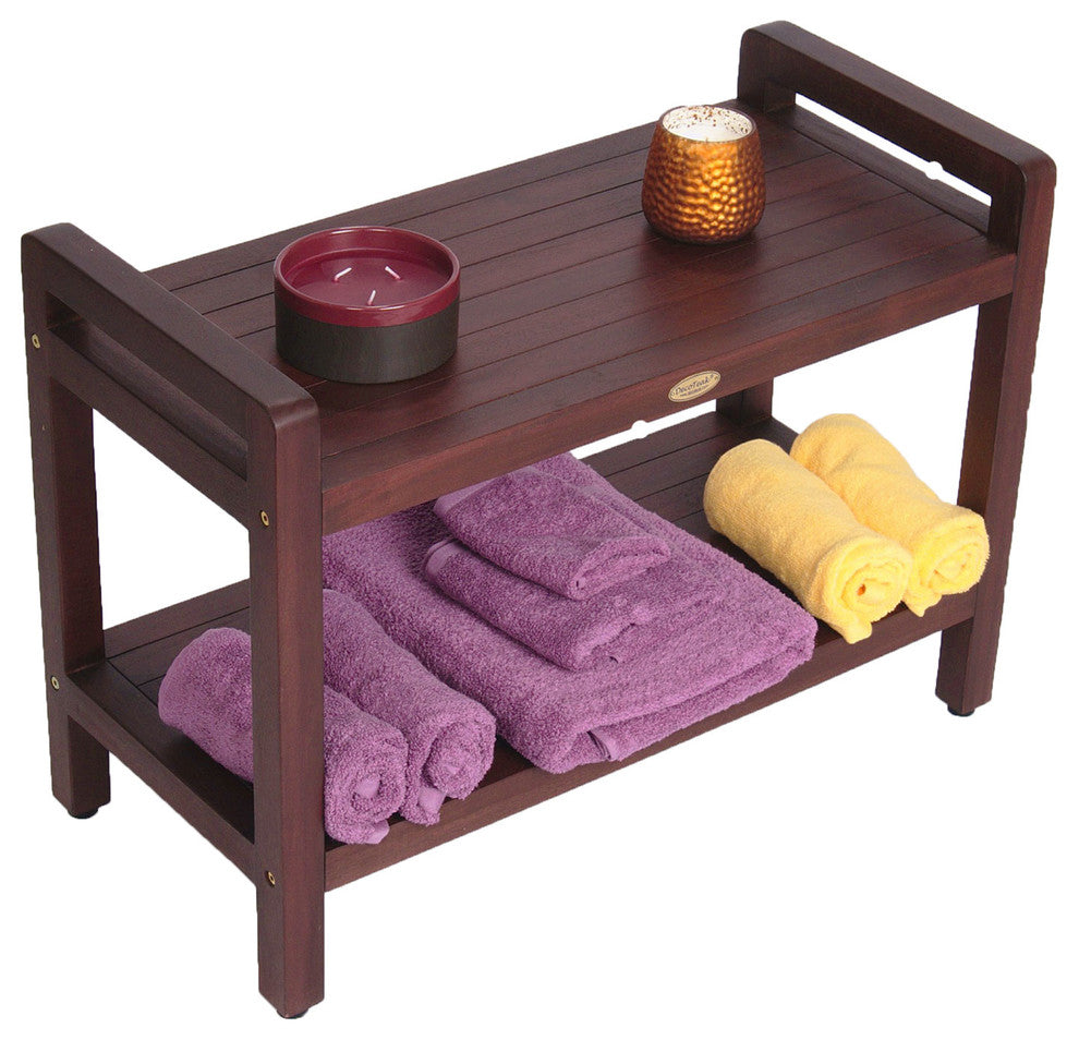 Classic Teak Shower Bench With LiftAid Arms, 29"x18"