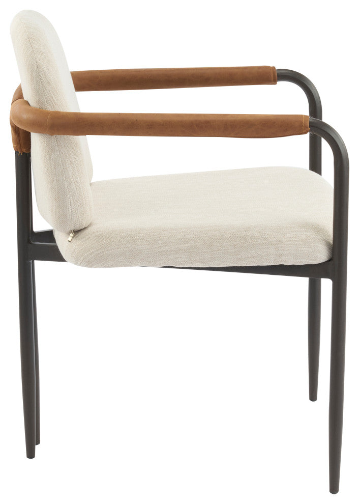 GDF Studio Modern Dining Chair With Iron Frame, Set of 2, Espresso/Beige