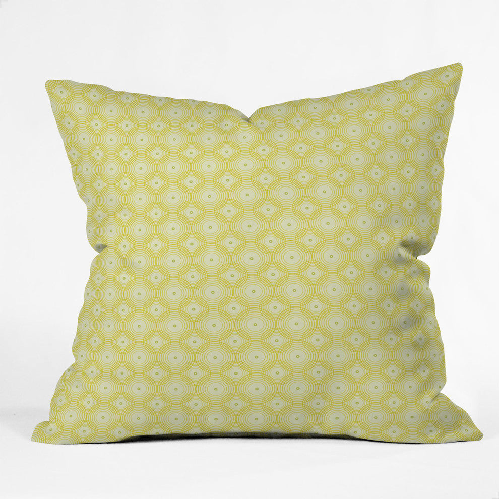 Caroline Okun Yellow Spirals Outdoor Throw Pillow