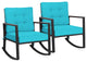 Costway 2PCS Patio Rattan Rocker Chair Glider Rocking Chair Cushion Turquoise