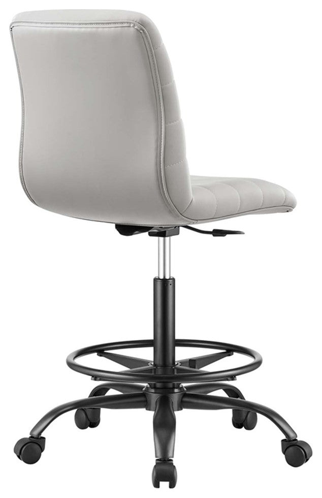Modway Ripple Vegan Leather Armless Drafting Chair in Black/Light Gray