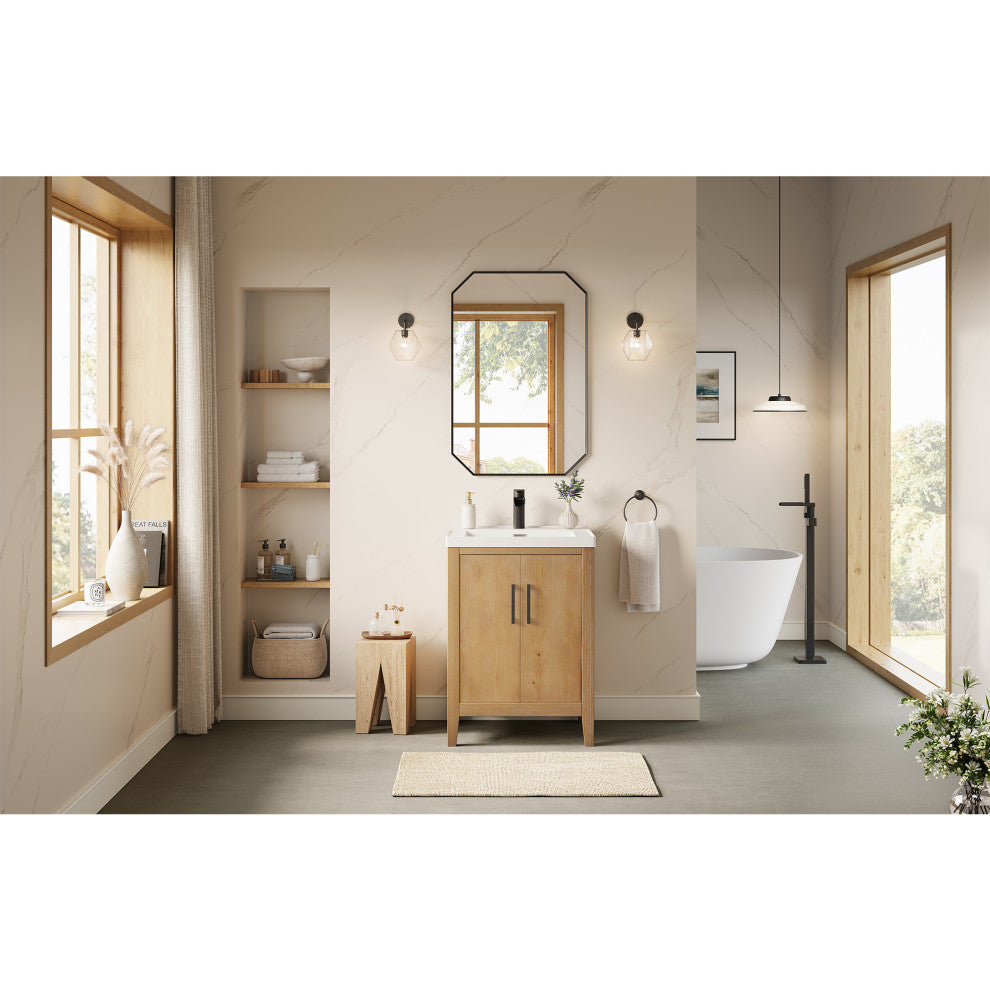 Solara 24" Bathroom Vanity, Weathered Fir, 24", With Mirror