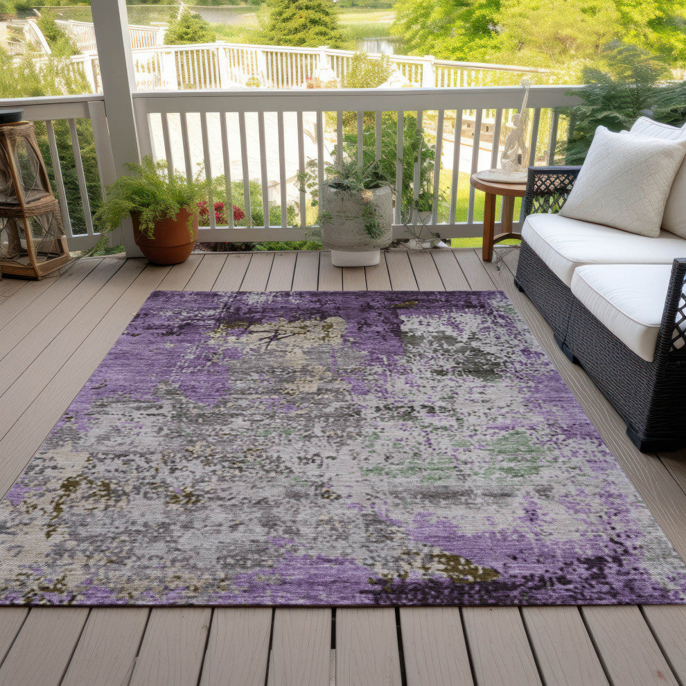 Machine Washable Indoor/Outdoor Chantille ACN1911 Violet 10' x 14' Rug