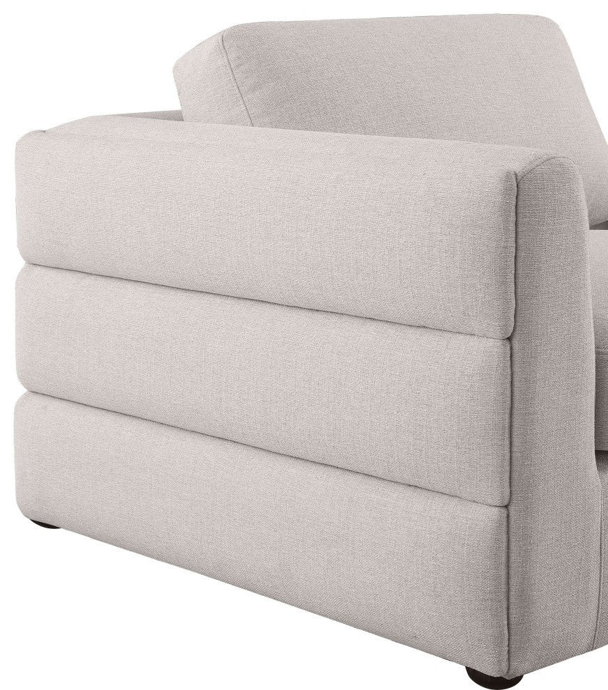 Beckham Linen Textured Fabric Upholstered 3-Piece Modular Sofa, Beige