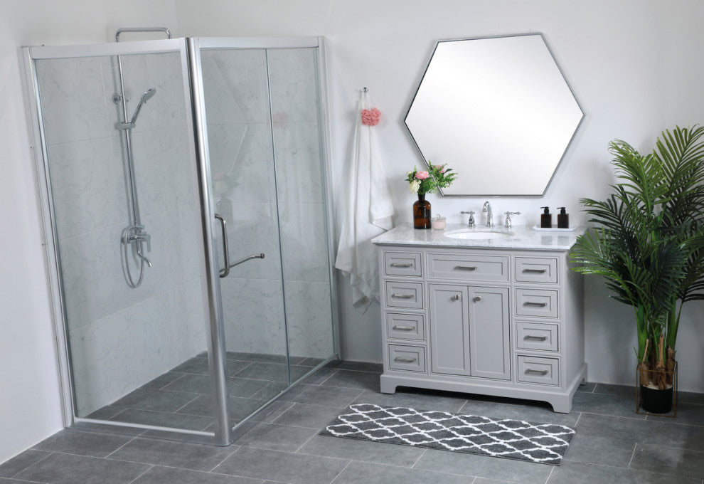 Amber Single Bathroom Vanity, Blue, Light Grey, 42"