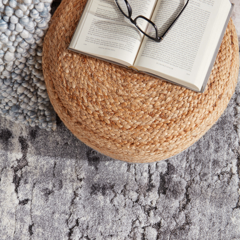 Jaipur Living Mesa Beige Solid Round Pouf