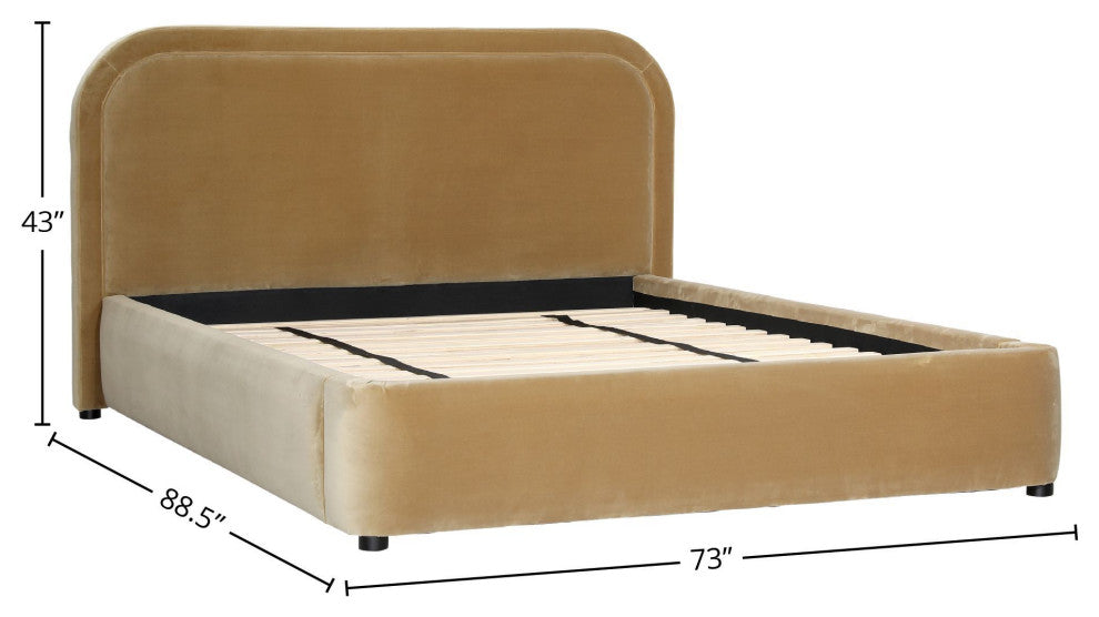 Anchor Polyester Velvet Bed, Camel, Queen