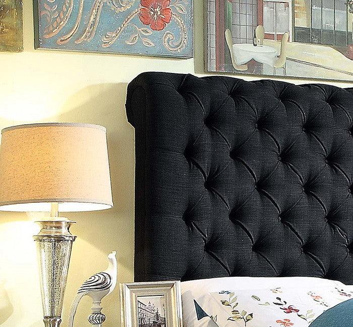 Alexis Chesterfield Tufted Upholstered Platform Bed, Queen, Charcoal