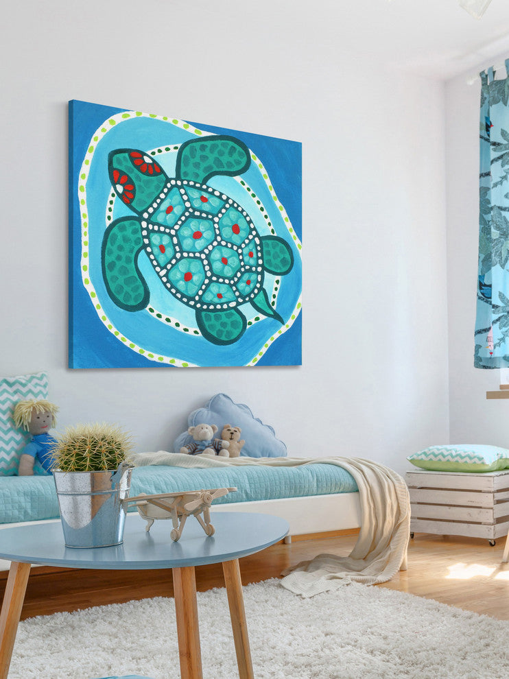 Marmont Hill, "Funky Turtle" by Nicola Joyner Painting on Wrapped Canvas, 32x32
