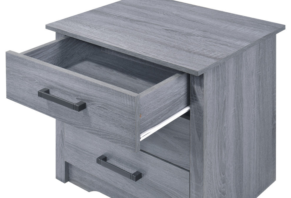 Hudson 3 Drawer Nightstand, Gray