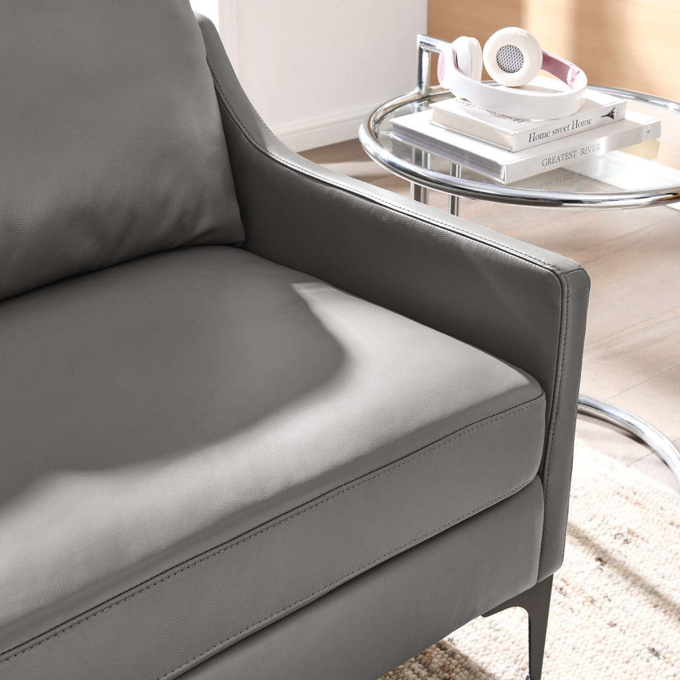 Corland Leather Loveseat, Gray