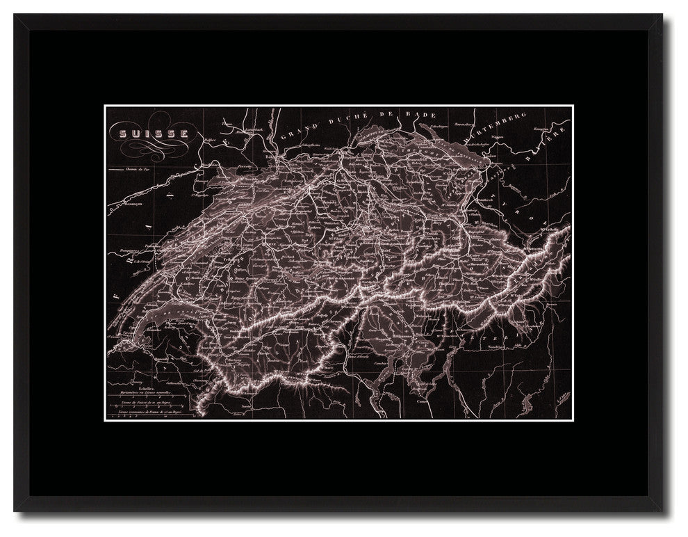 Switzerland Vintage Vivid Sepia Map Canvas, 16"x21"