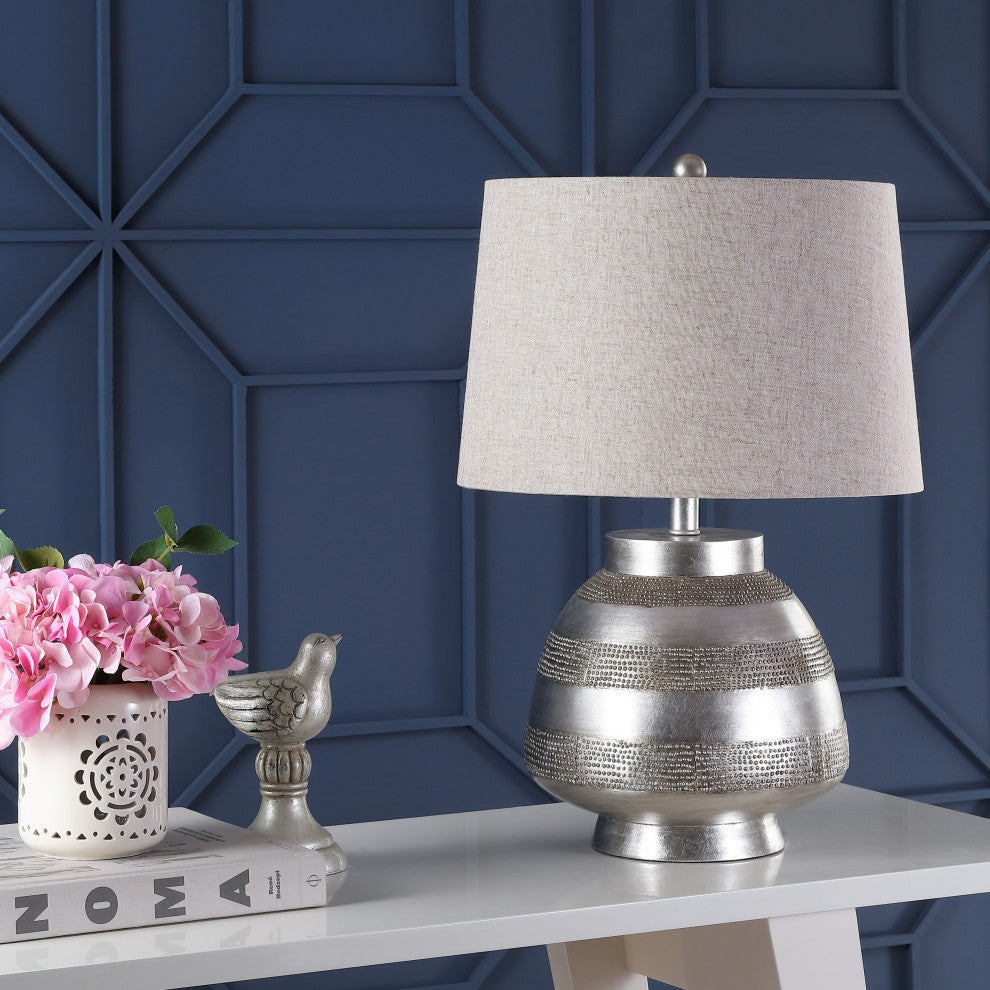 Ziggy 24" Resin LED Table Lamp, Antique Silver