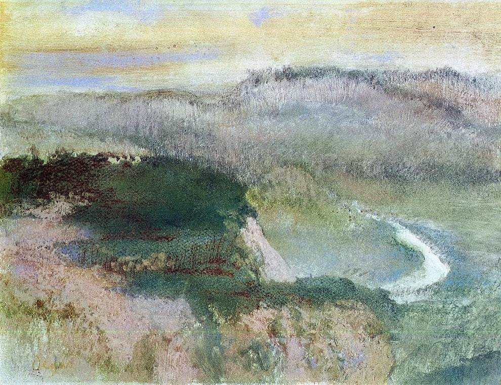 Edgar Degas Landscape With Hills Premium Canvas Print